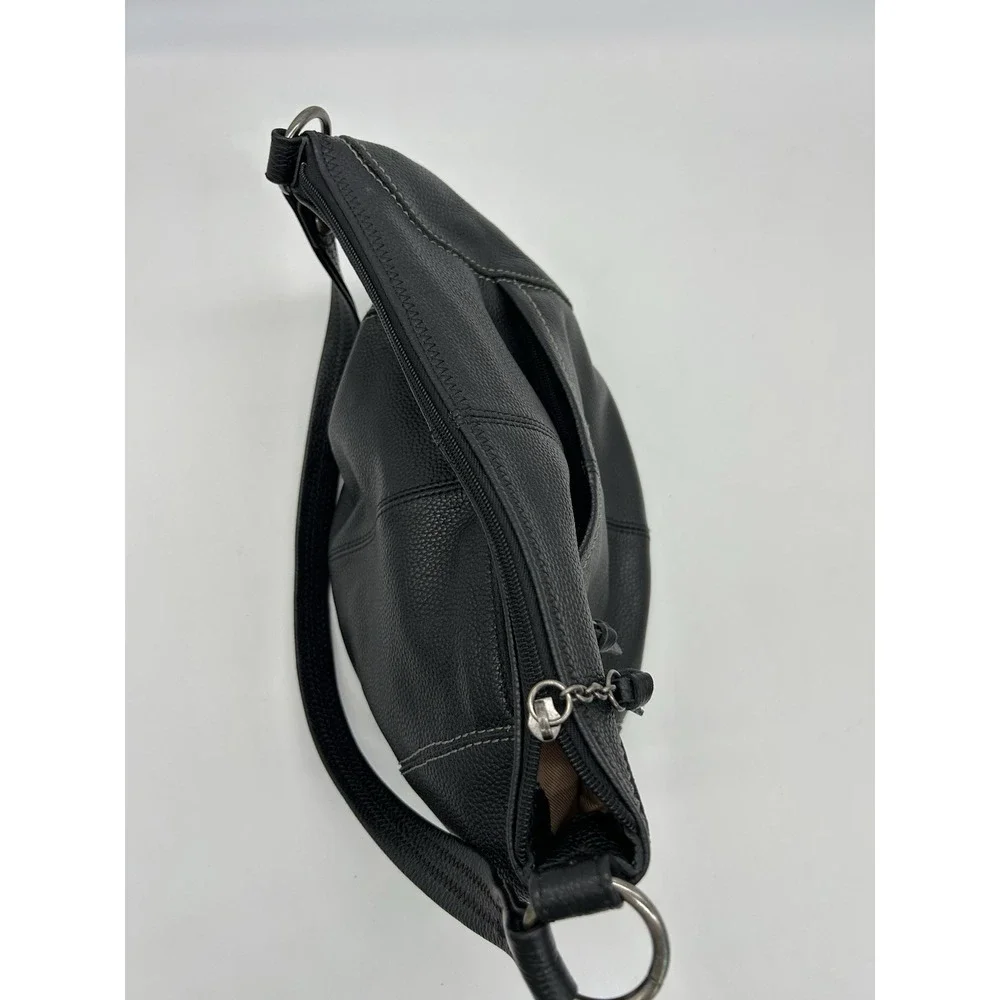 The Sak Black Leather Hobo Bag Shoulder Purse Pebbled Stitch Slouchy Medium